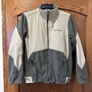 Columbia Mens Fleece Jacket Full Zip Omni Shield Gray Beige Medium M